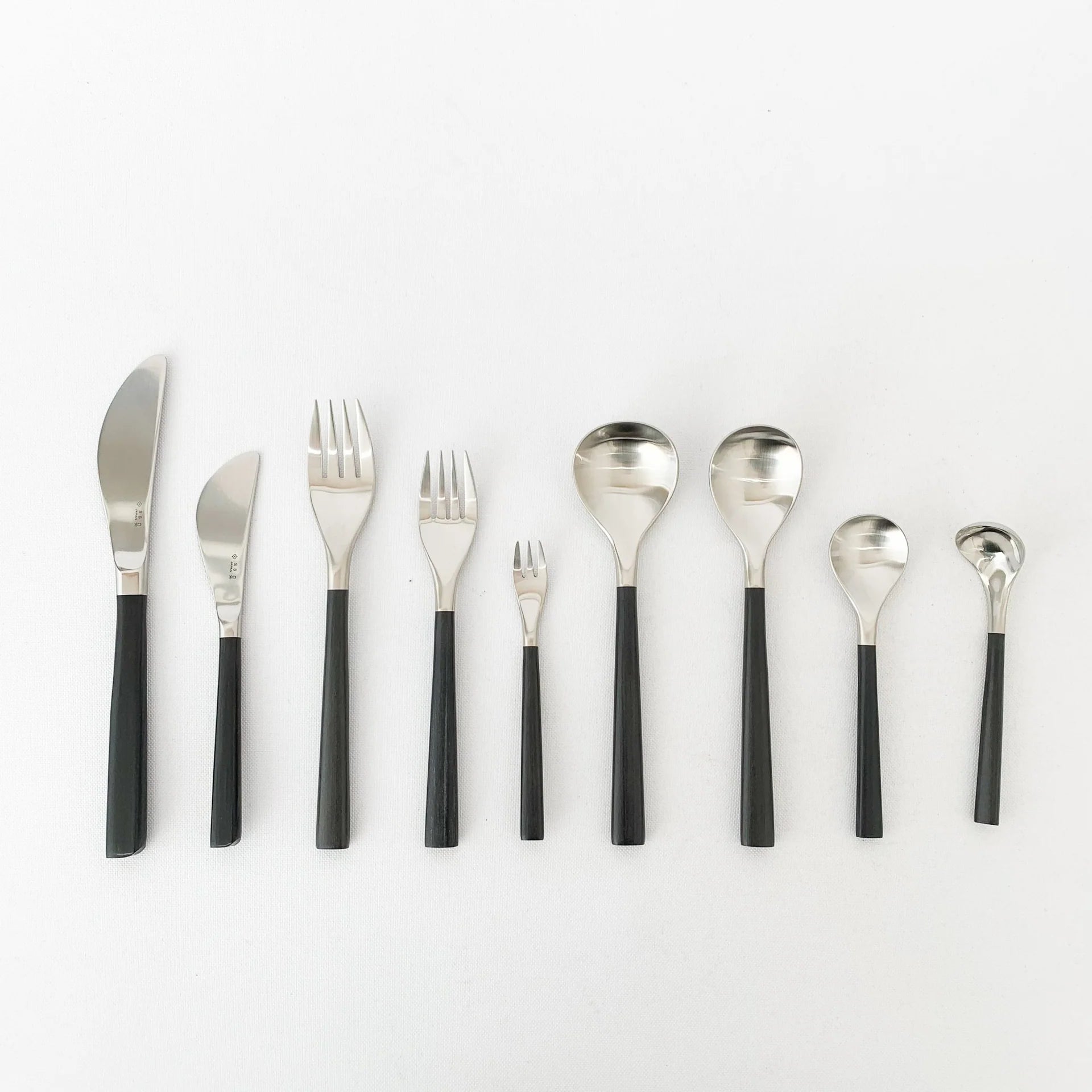 Sori Yanagi Stainless Steel and Birch Wood Handle Flatware