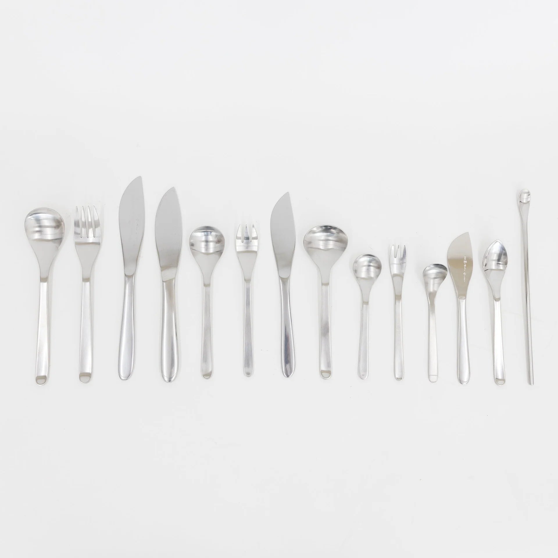 Sori Yanagi Stainless Steel and Birch Wood Handle Flatware